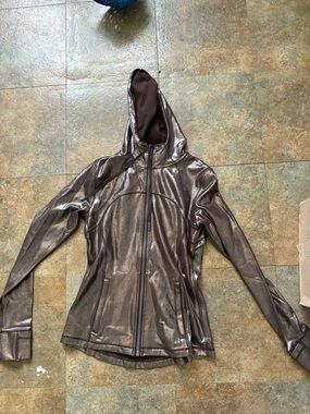lululemon athletica Metallic Brown Hooded Bomber Jacket